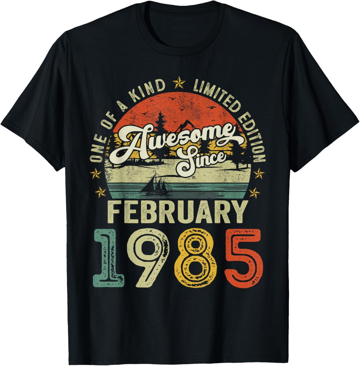 Awesome Since February 1985 Vintage Retro 40th Birthday Men T-Shirt - T-Shirt | Black