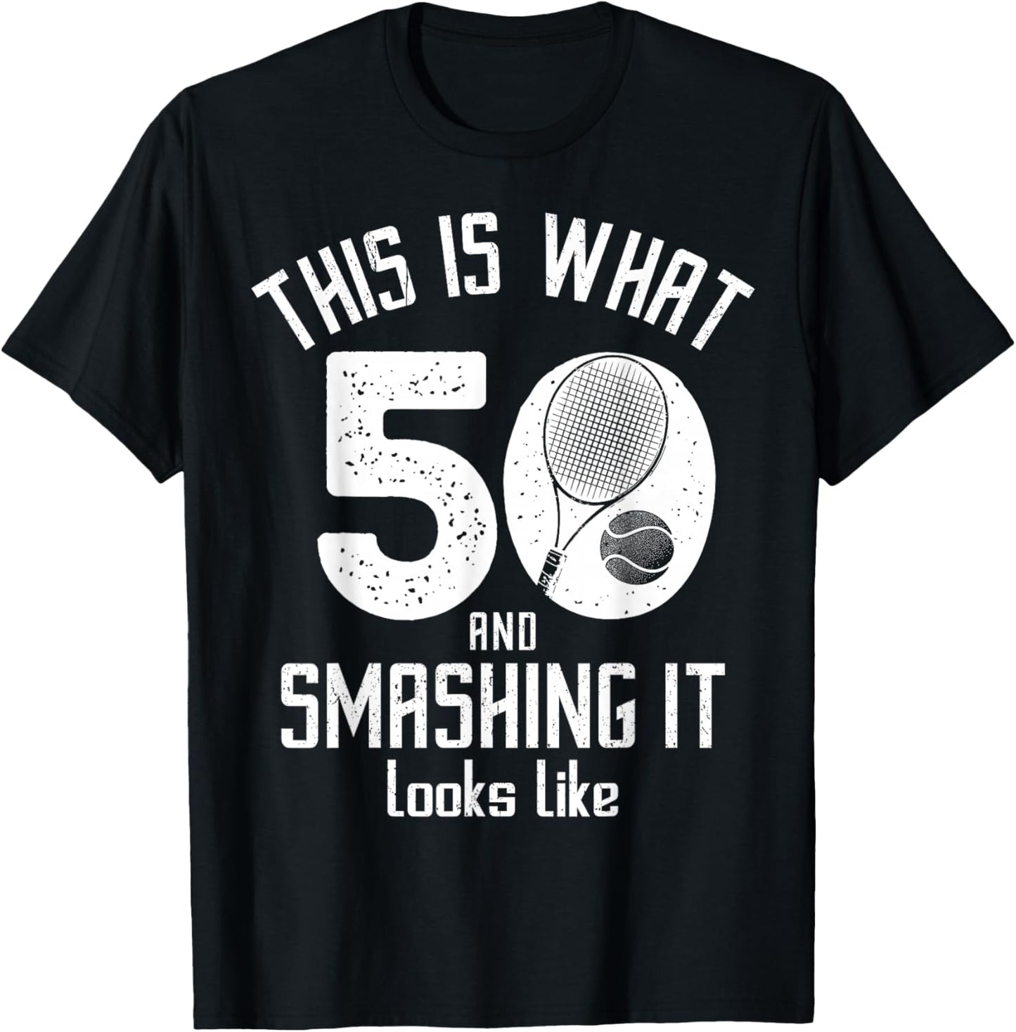 Funny Tennis Player 50th Birthday 50 Years Old Tennis T-Shirt - T-Shirt | Black