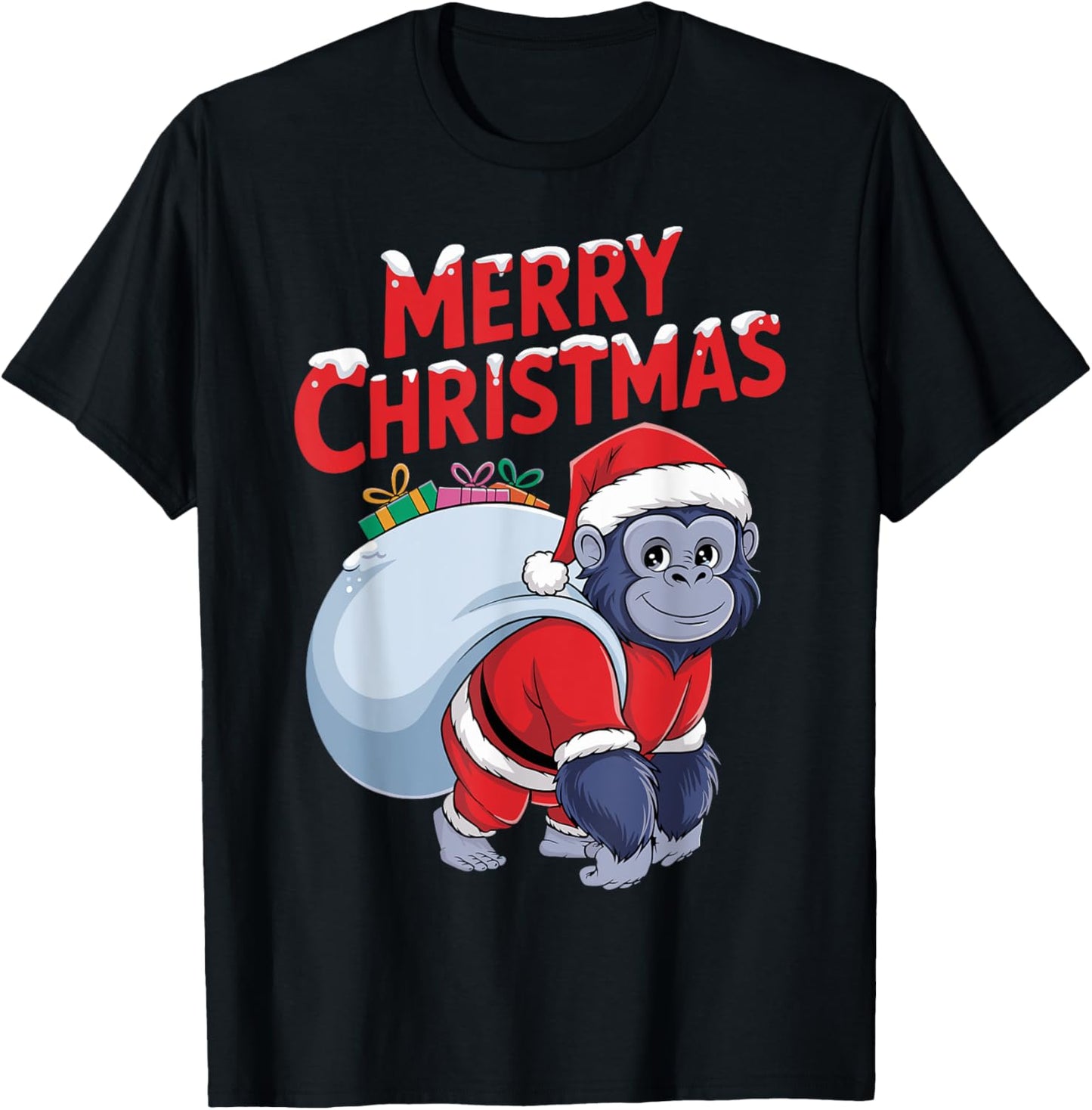 Xmas Gorilla Santa on Gorilla Christmas T-Shirt - T-Shirt | Black