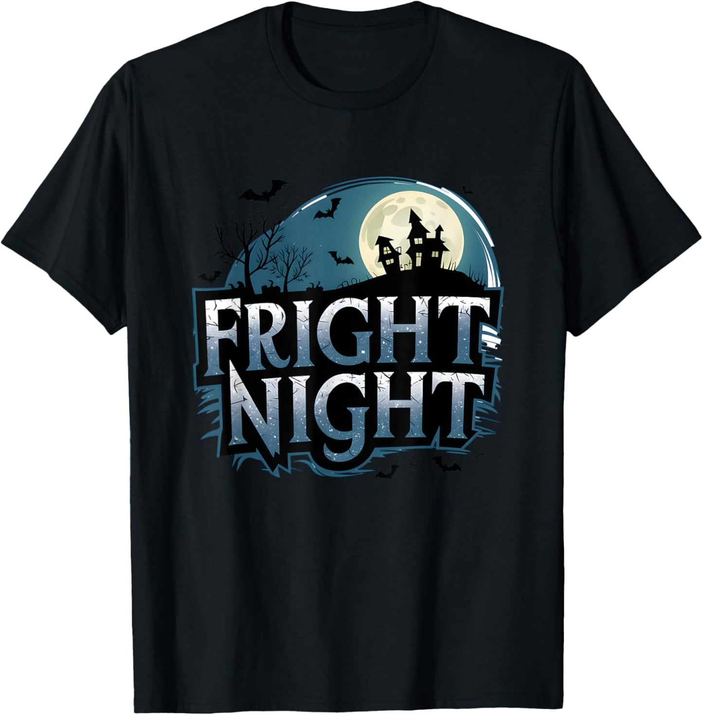Fright Night Halloween Haunted House T-Shirt - T-Shirt | Black