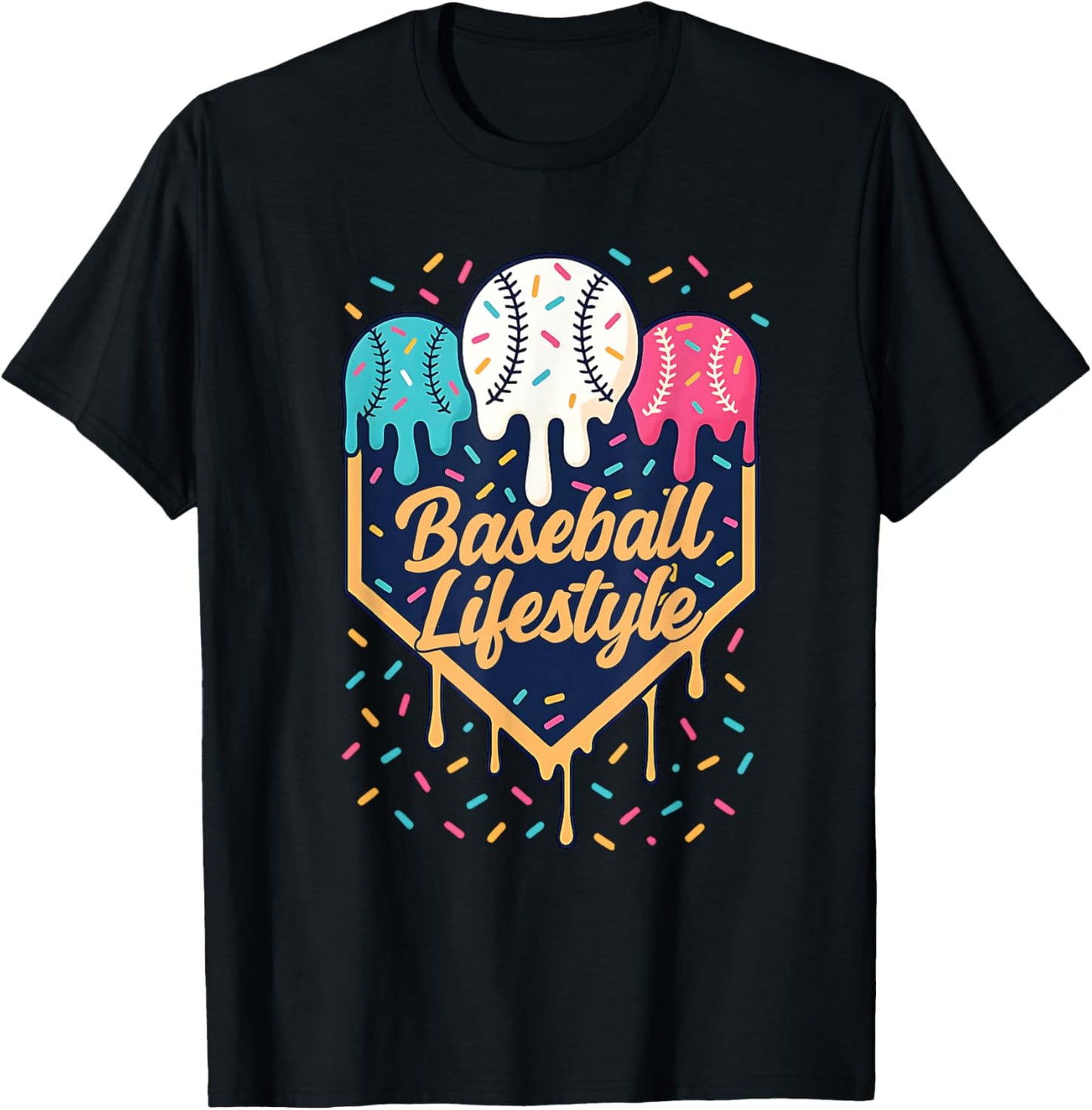 Baseball Lifestyle 101 Apparel Youth Baseball Drip Icecream T-Shirt - T-Shirt | Black