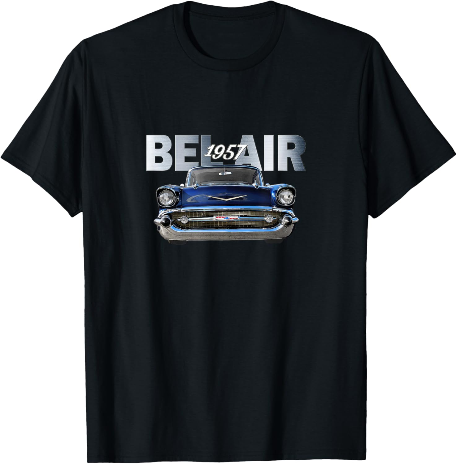 VINTAGE 1957 BEL AIR, AMERICAN, TRI-FIVE CLASSIC 50s CAR ART T-Shirt - T-Shirt | Black