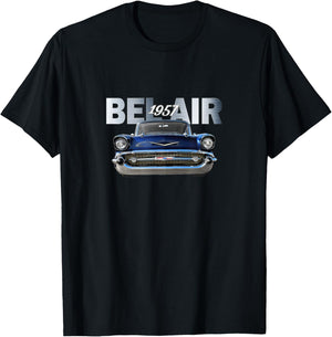 VINTAGE 1957 BEL AIR, AMERICAN, TRI-FIVE CLASSIC 50s CAR ART T-Shirt - T-Shirt | Black