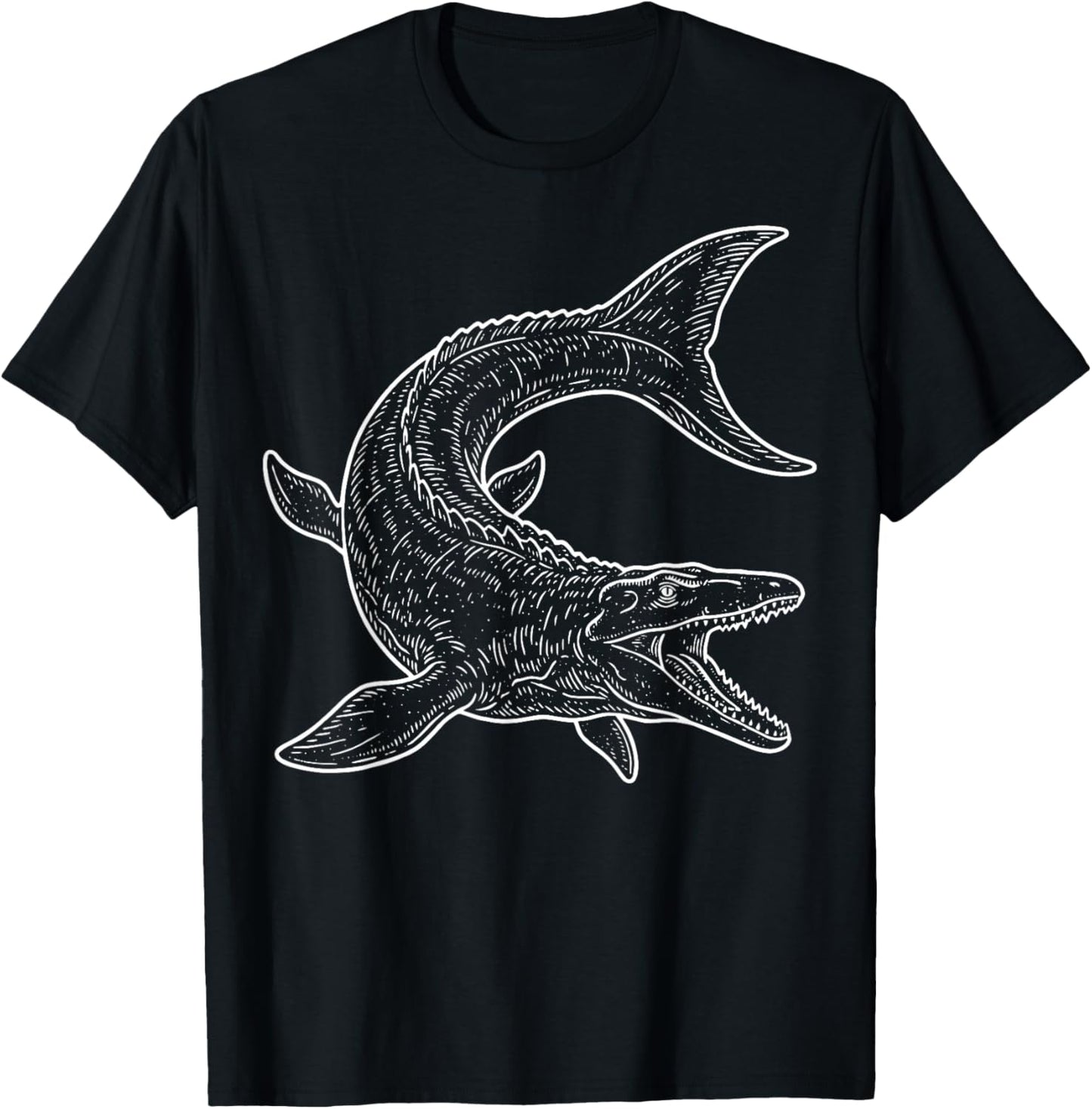 Mosasaurus Illustration Mosasaur T-Shirt - T-Shirt | Black