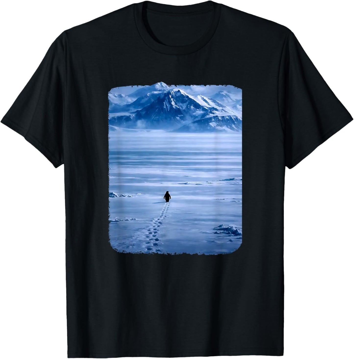 Einsamer Pinguin geht auf Mountain Meme zu T-Shirt - T-Shirt | Black