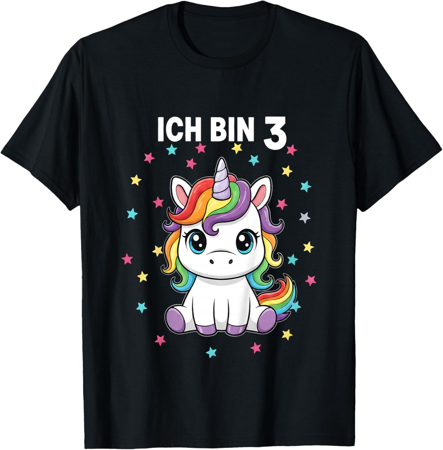 Ich Bin 3 - Süßes Einhorn Kindergeburtstag Junge Mädchen T-Shirt - T-Shirt | Black