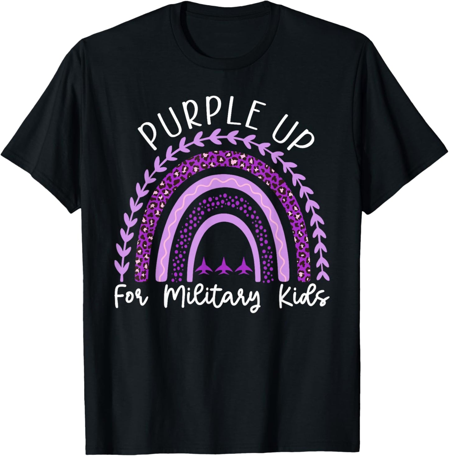 Purple Up for Military Kids Month Military Child Rainbow T-Shirt - T-Shirt | Black