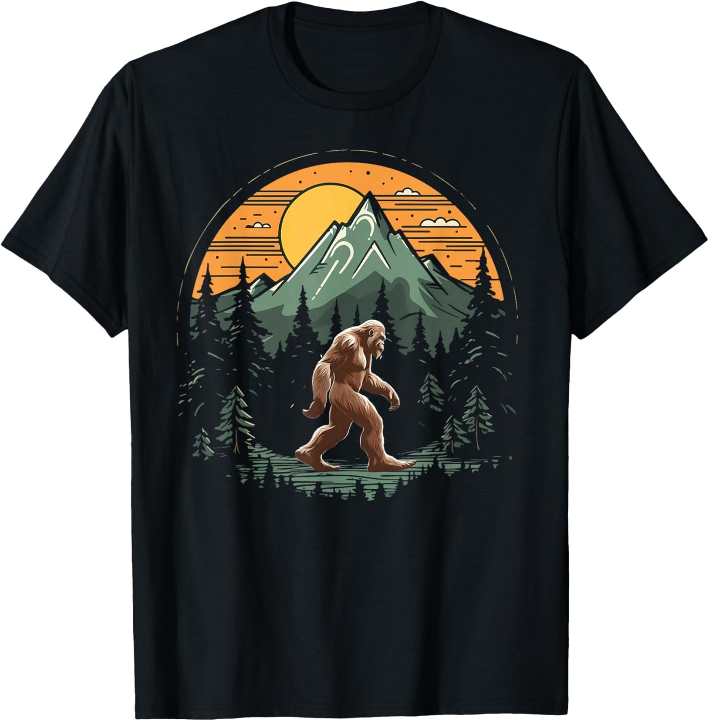 Bigfoot Believer Silhouette Sasquatch Hide And Seek T-Shirt - T-Shirt | Black