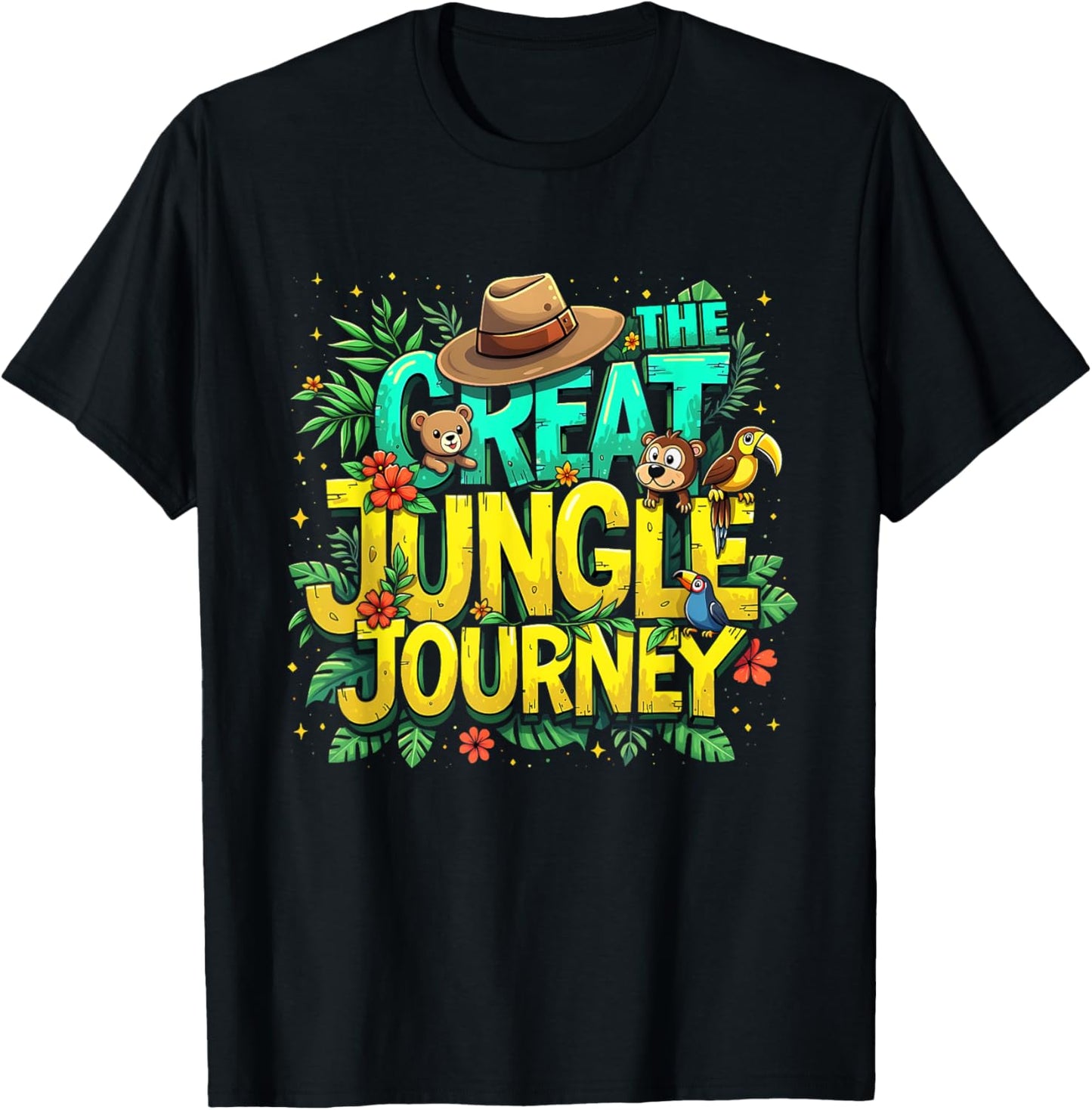 Retro The Great Jungle Journey Adventure Theme VBS Costume T-Shirt - T-Shirt | Black