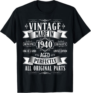 Vintage 85th birthday men Born 1940 85 years old Bday T-Shirt - T-Shirt | Black