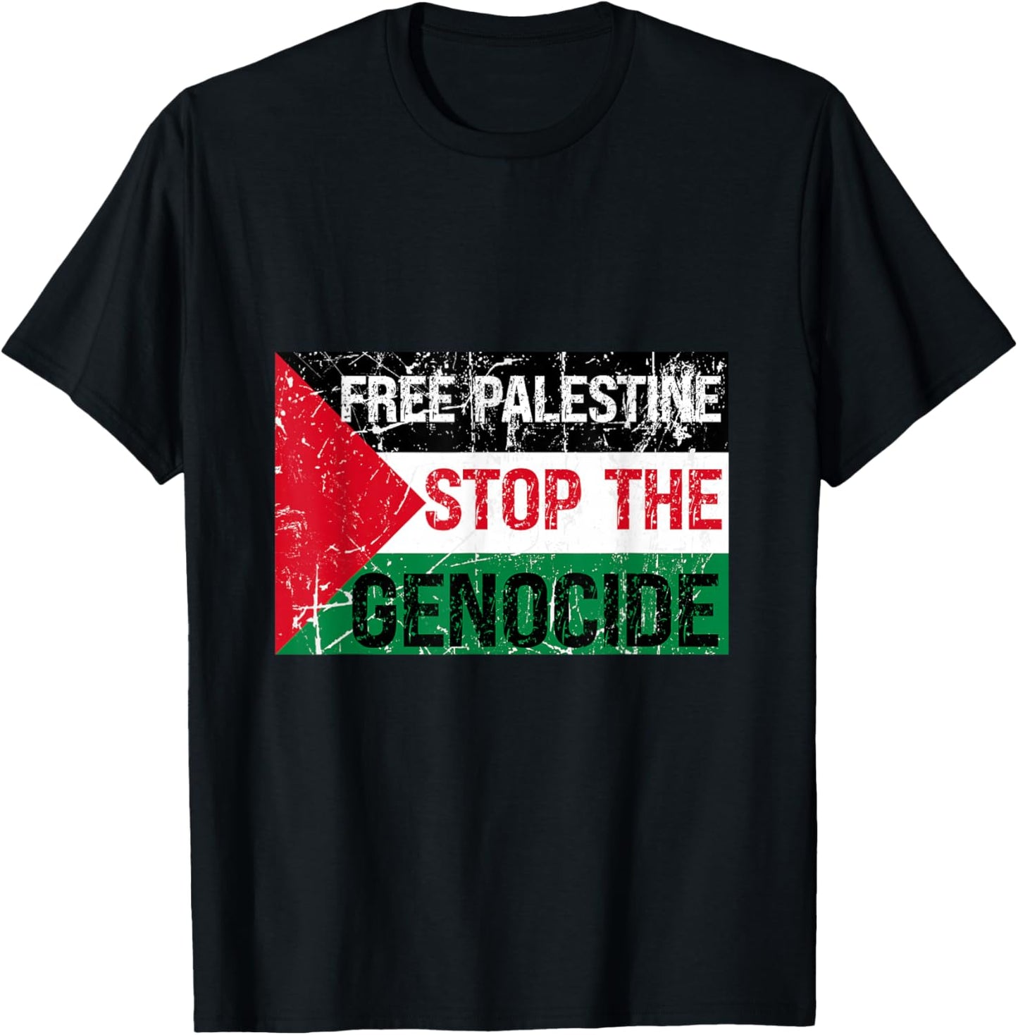 Supporting Freedom: Free Palestine Stop The Genocide T-Shirt - T-Shirt | Black