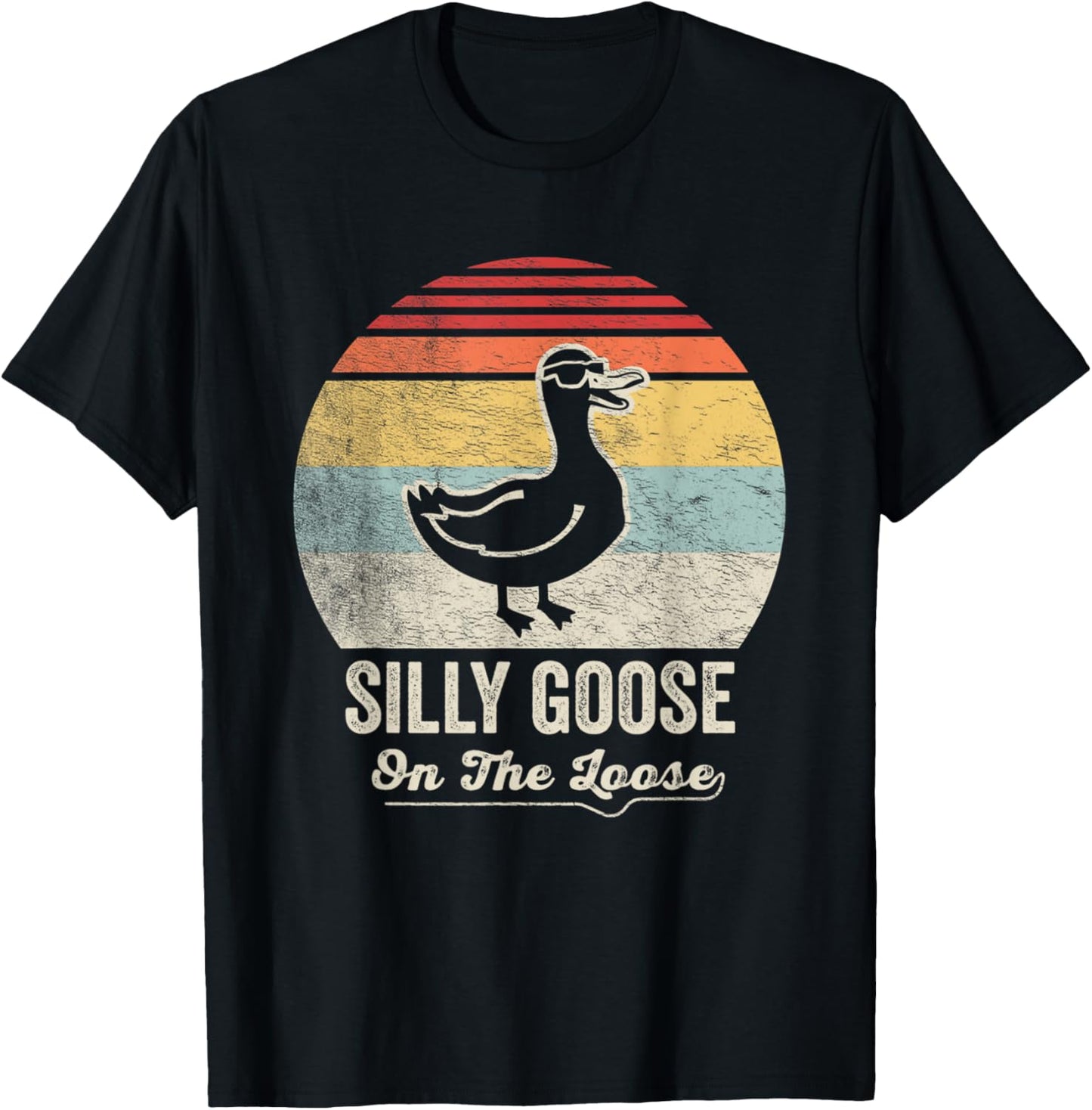 Silly Goose On The Loose Funny Retro Style T-Shirt - T-Shirt | Black