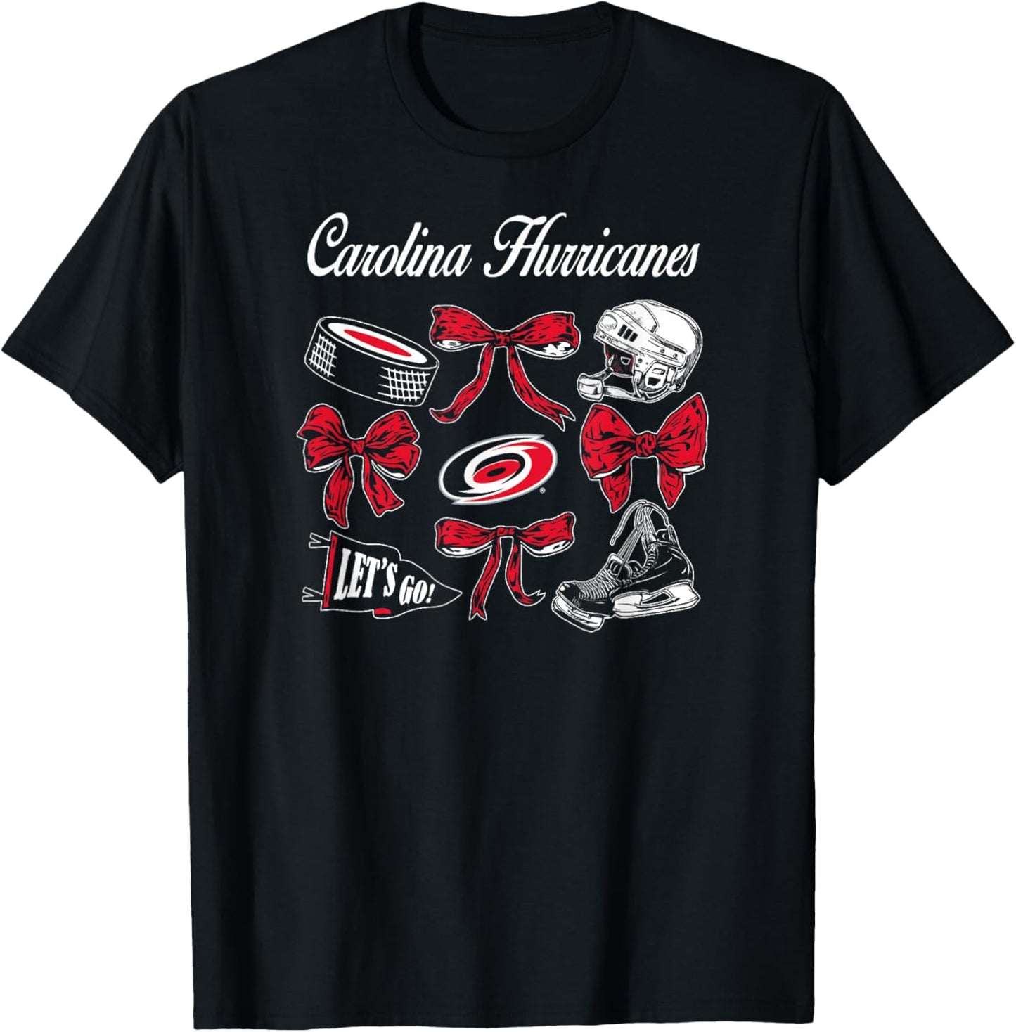 Carolina Hurricanes Bows Black NHL Officially Licensed T-Shirt - T-Shirt | Black