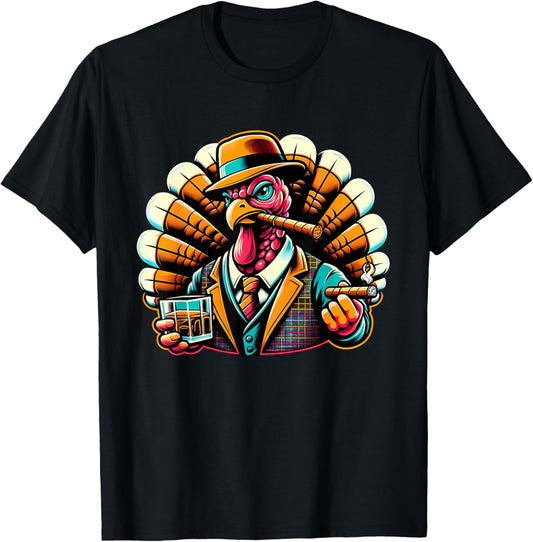 Turkey Cigar And Whiskey T-Shirt - T-Shirt | Black