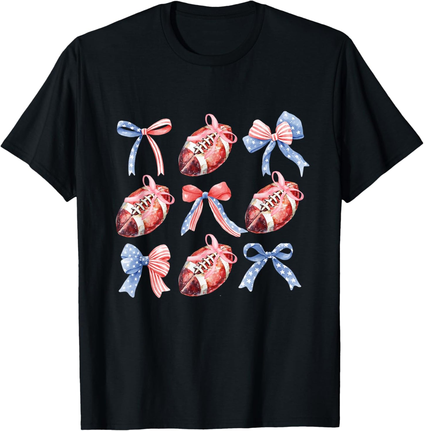Game Day Coquette Football and girls T-Shirt - T-Shirt | Black