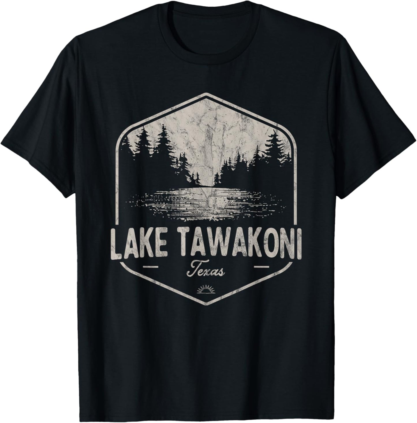 Lake Tawakoni Texas Outdoors Vintage T-Shirt - T-Shirt | Black