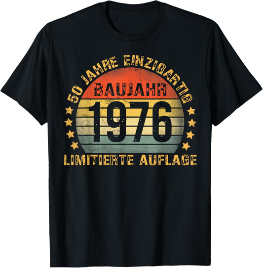 1976 Birthday Man 50th Decoration Funny 50s 50th Birthday T-Shirt - T-Shirt | Black