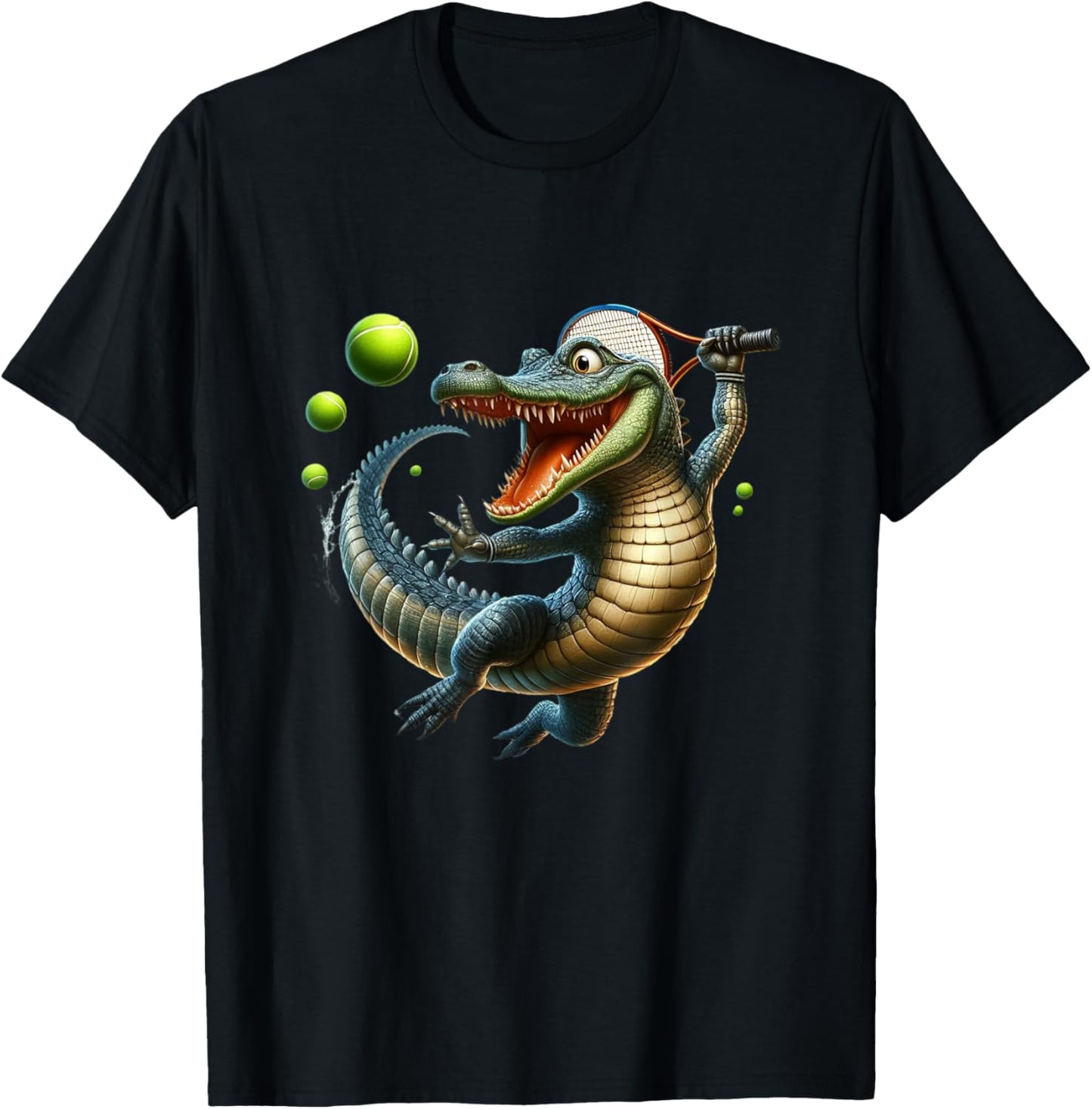 Tennis Clothing Tennis Player Crocodile Tennis T-Shirt - T-Shirt | Black