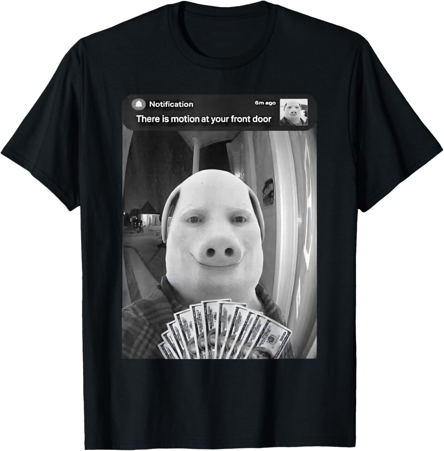 John Pork is Calling Motion Front Door T-Shirt - T-Shirt | Black