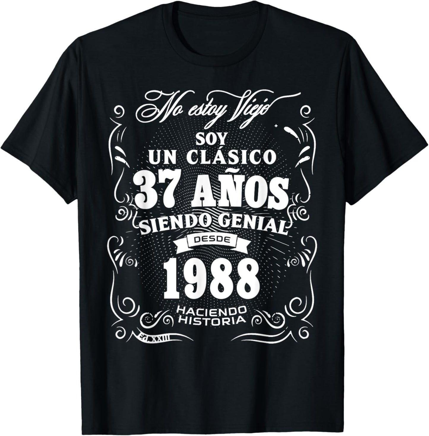 Vintage 37th Birthday Men Funny 1988 37 Birthday Spanish T-Shirt - T-Shirt | Black