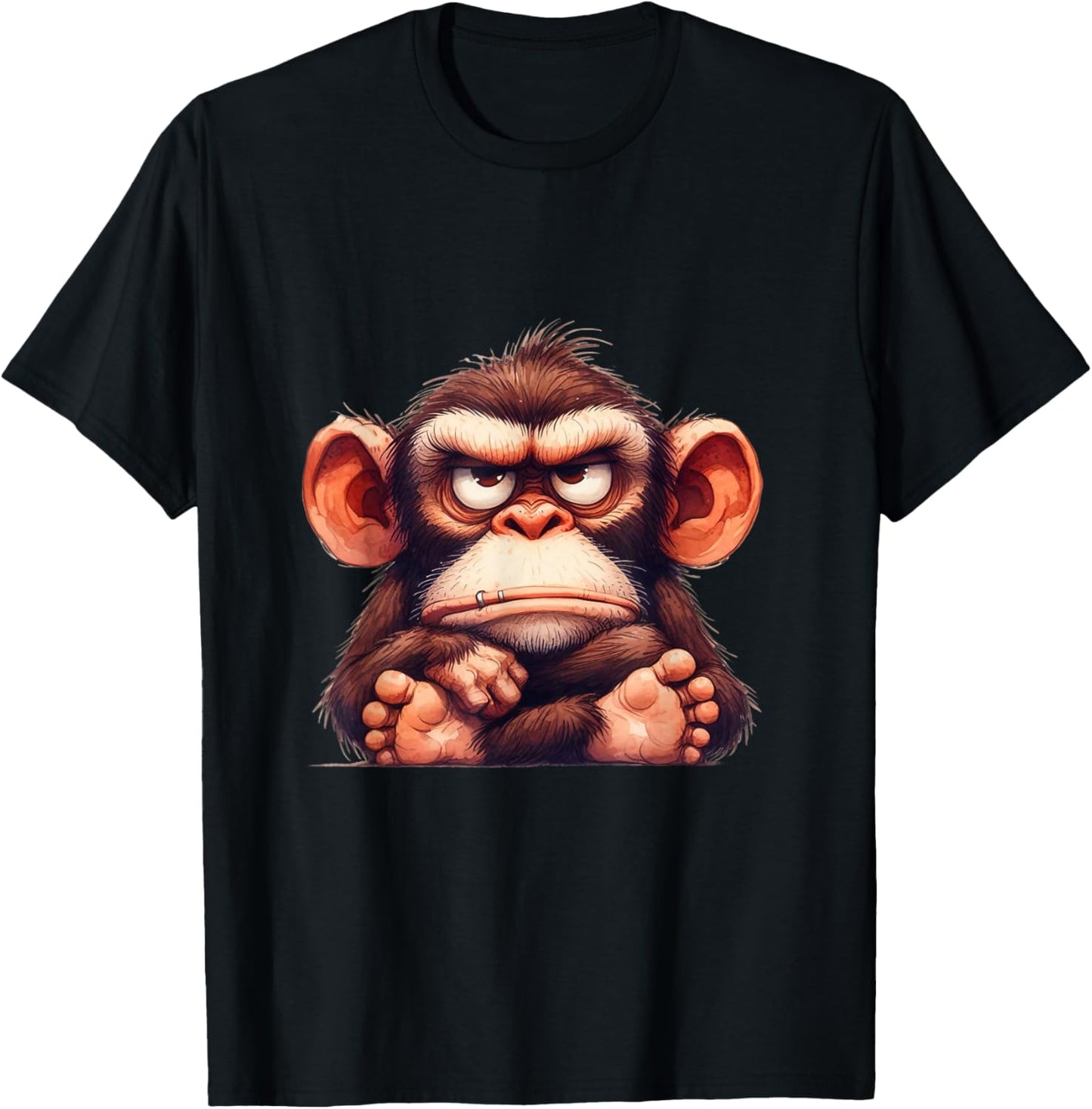 Funny Animals Grumpy Ape Monkey T-Shirt - T-Shirt | Black