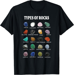 Types of Rocks Educational Geology Minerals Gemology T-Shirt - T-Shirt | Black