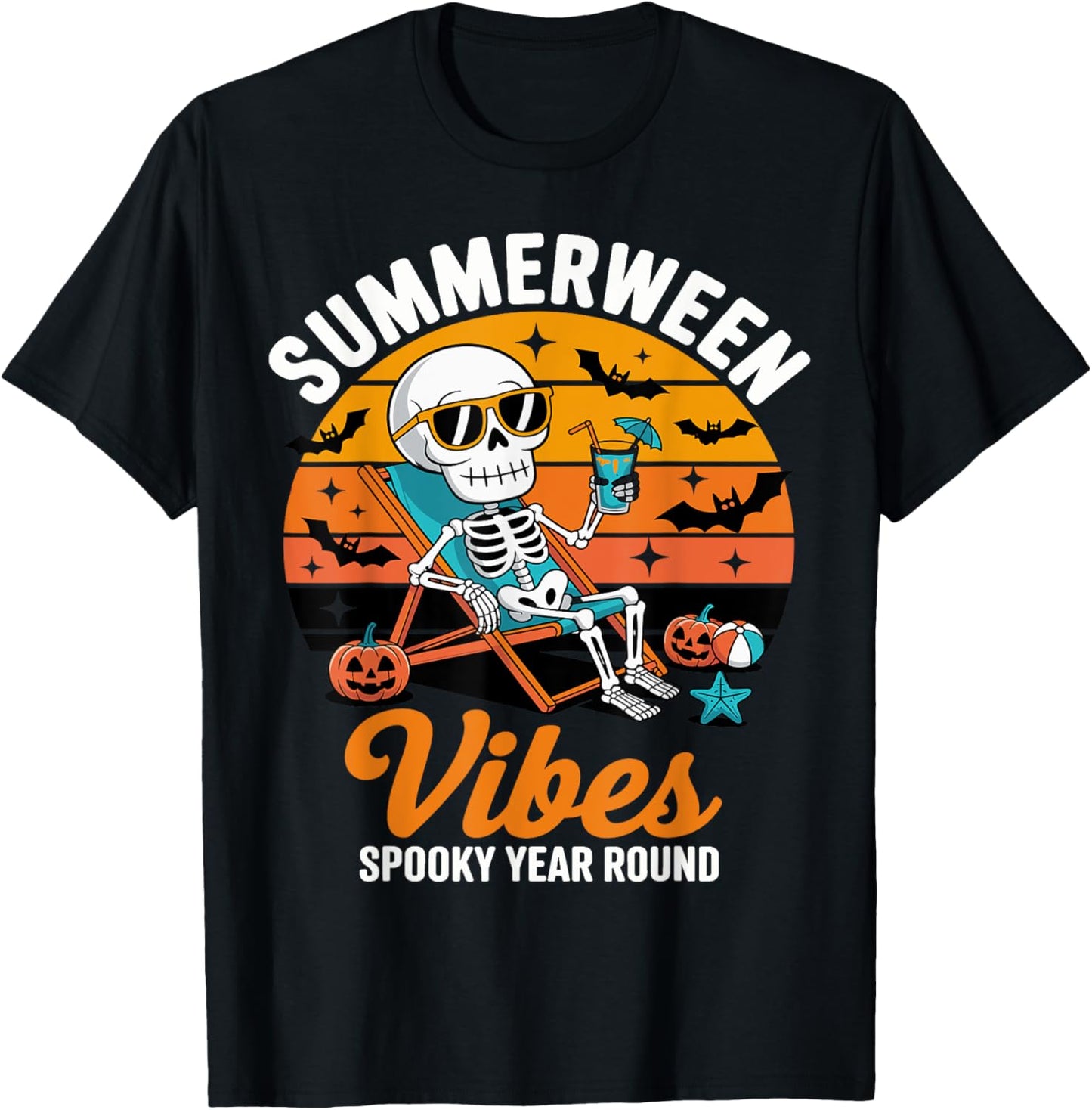 Summerween Spooky Summer summerween party Halloween Summer T-Shirt - T-Shirt | Black