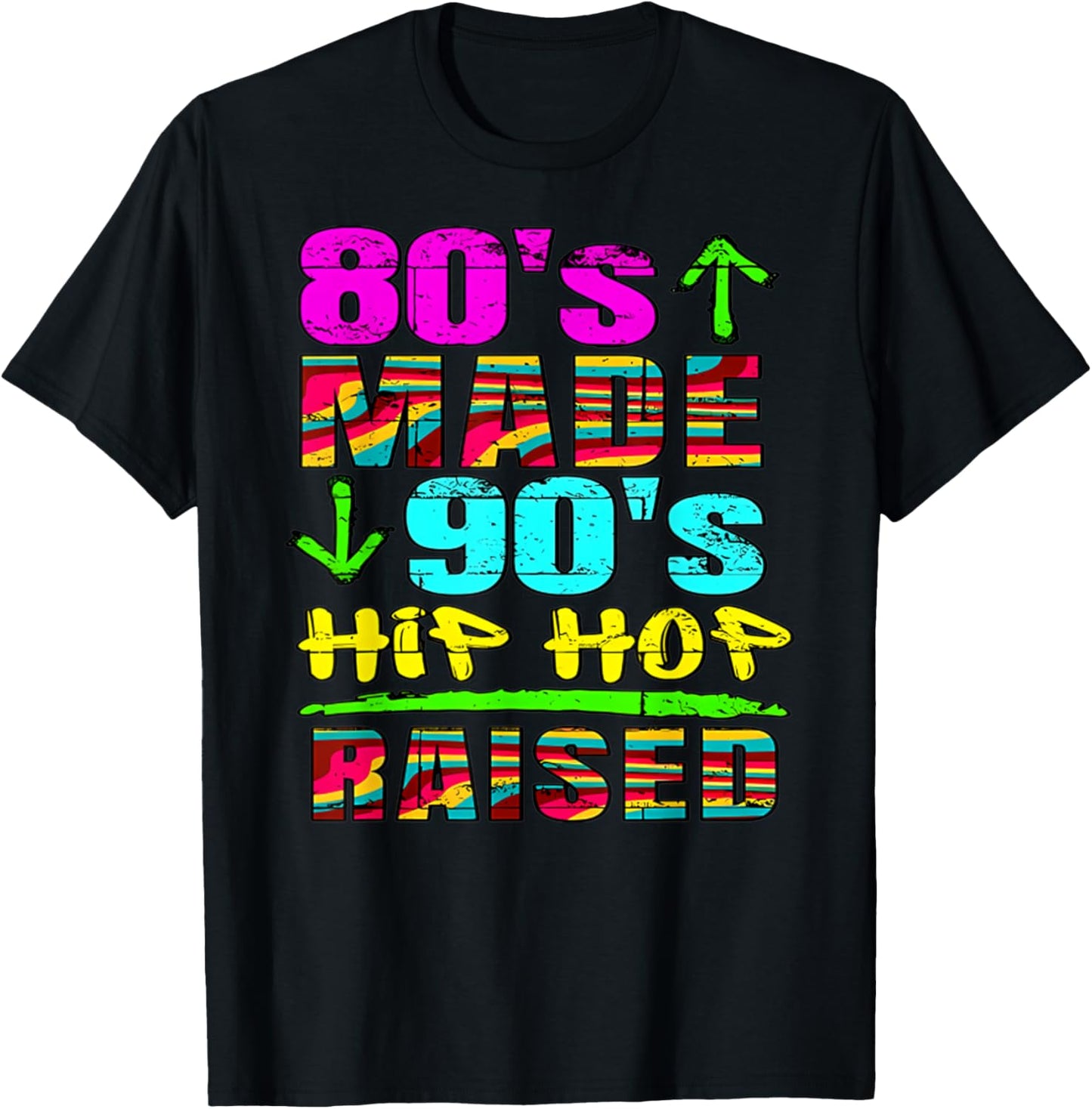 80's Made 90's Hip Hop Raised Funny 80s Vintage Design Retro T-Shirt - T-Shirt | Black