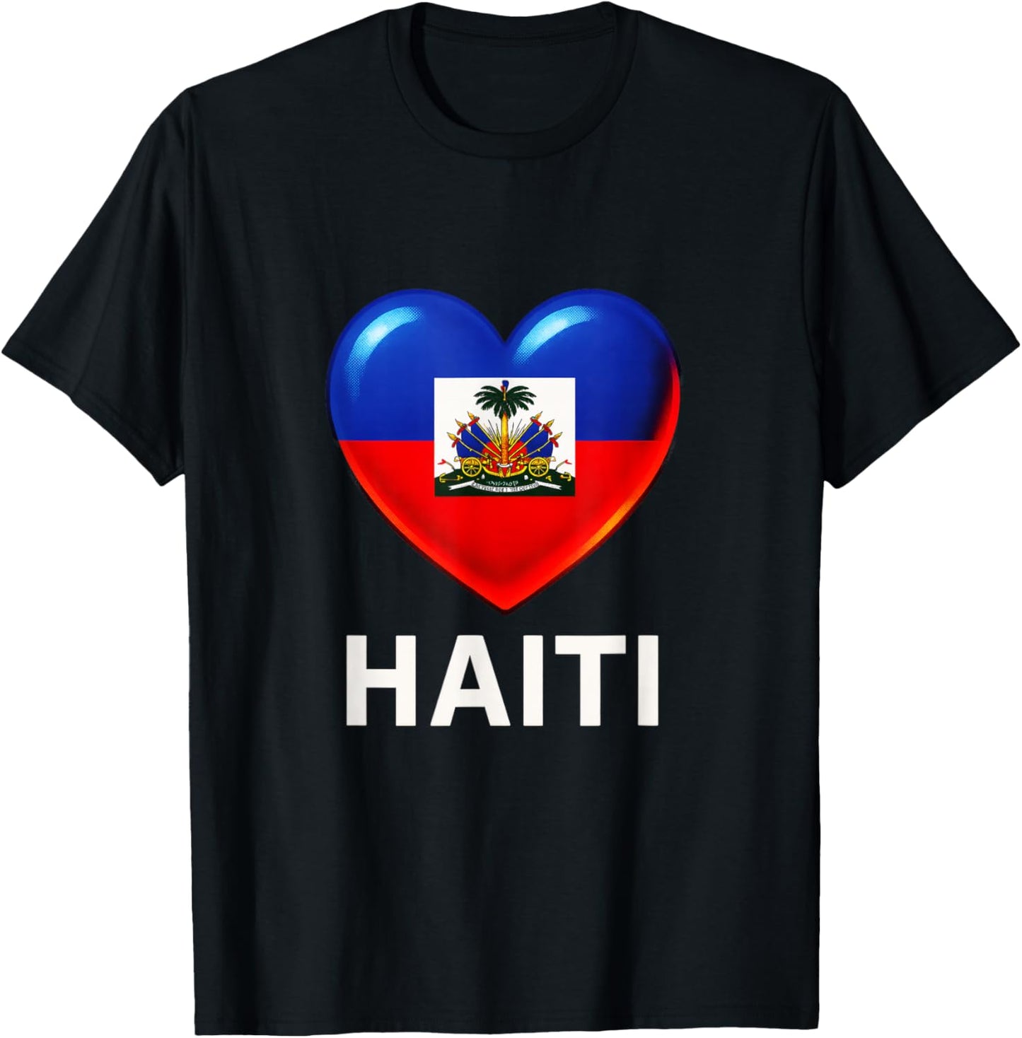 Haiti - Haitian Flag Heart Souvenir T-Shirt - T-Shirt | Black