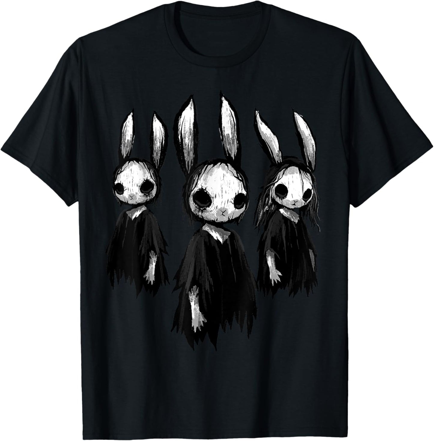 Gothic Shirt Creepy Bunny Goth Rabbit Evil Bunnies Weirdcore T-Shirt - T-Shirt | Black