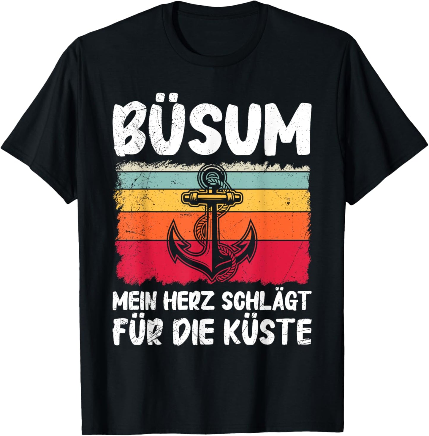 Büsumer BÜSUM Mein Herz SCHLÄGT FÜR DIE KÜSTE Büsum T-Shirt - T-Shirt | Black