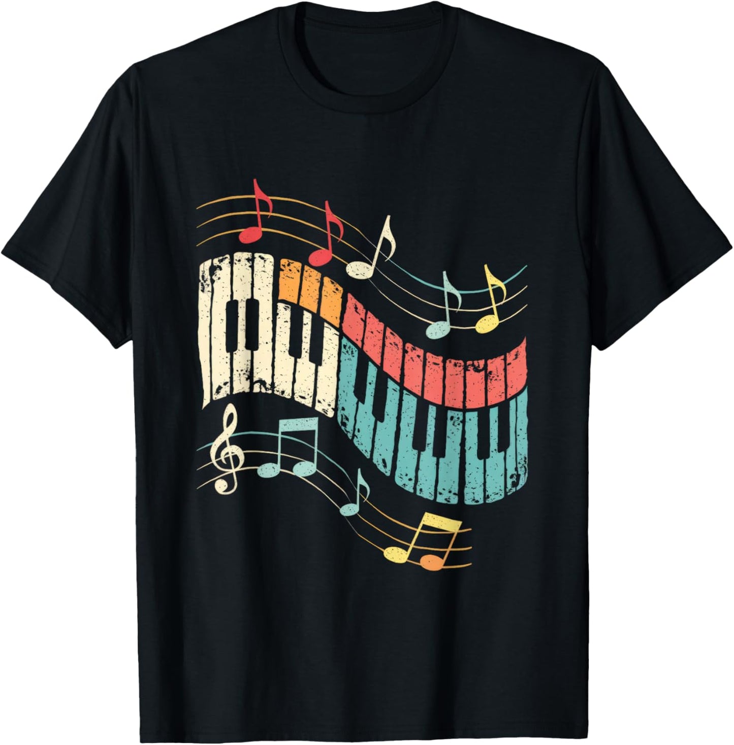 Music Piano Notes Melody Harmony Rhythm Keys T-Shirt - T-Shirt | Black