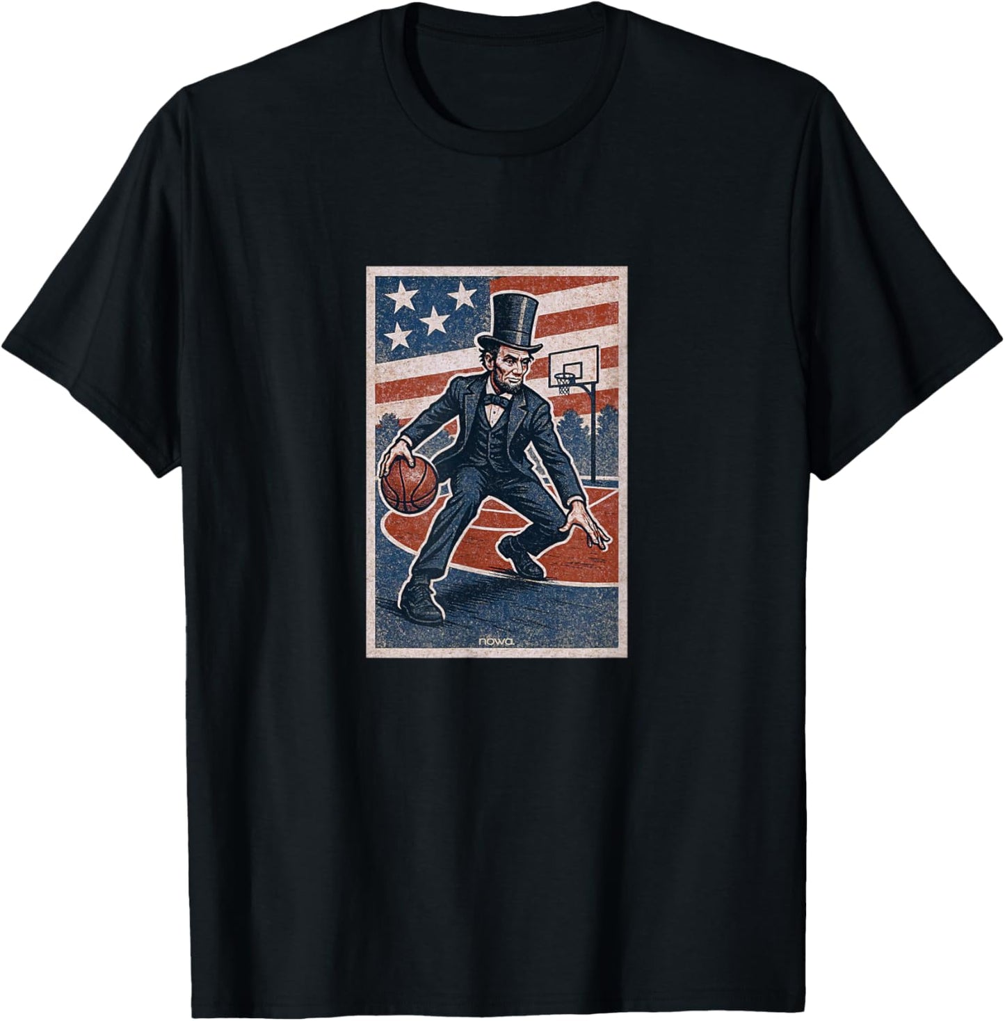 ABE Lincoln Dribbling - American Basketball Player T-Shirt - T-Shirt | Black