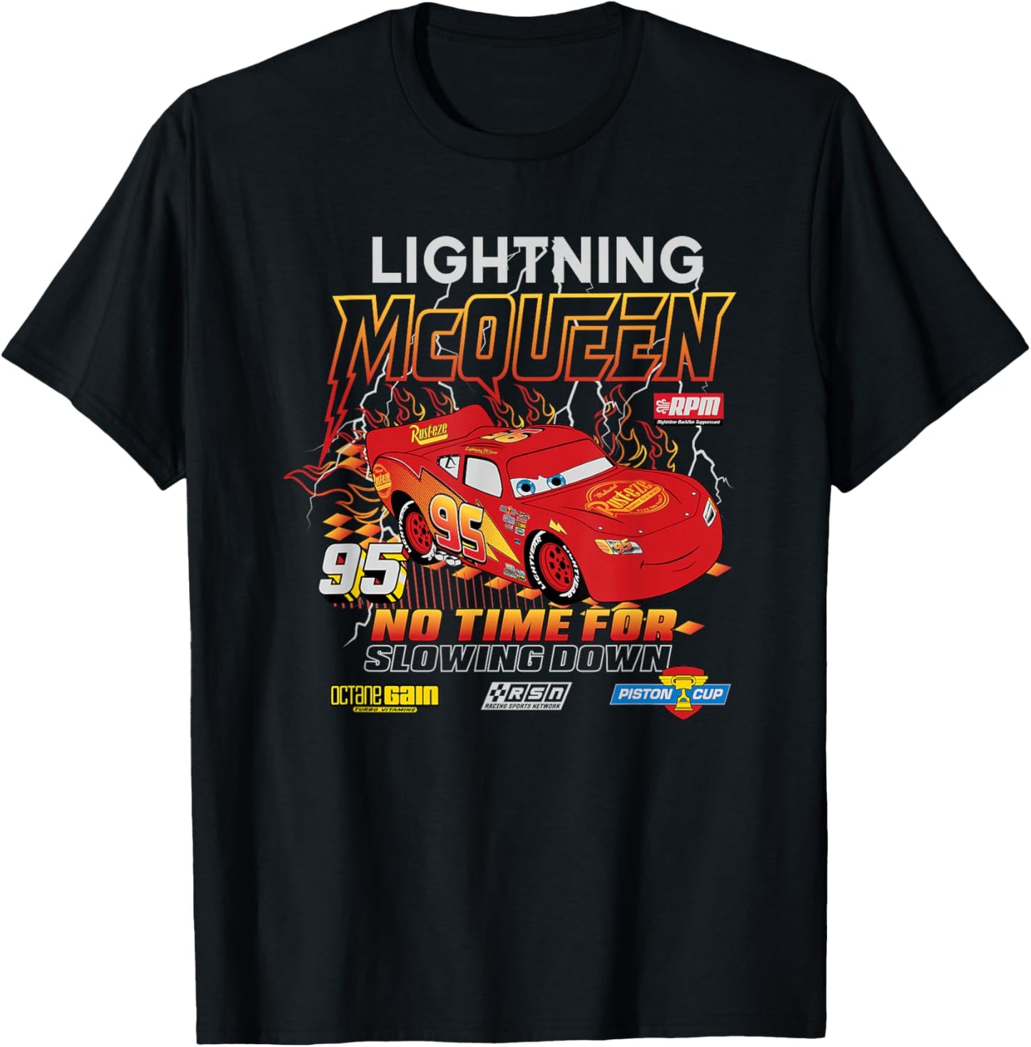 Cars Lightning McQueen No Time For Slow Down T-Shirt - T-Shirt | Black