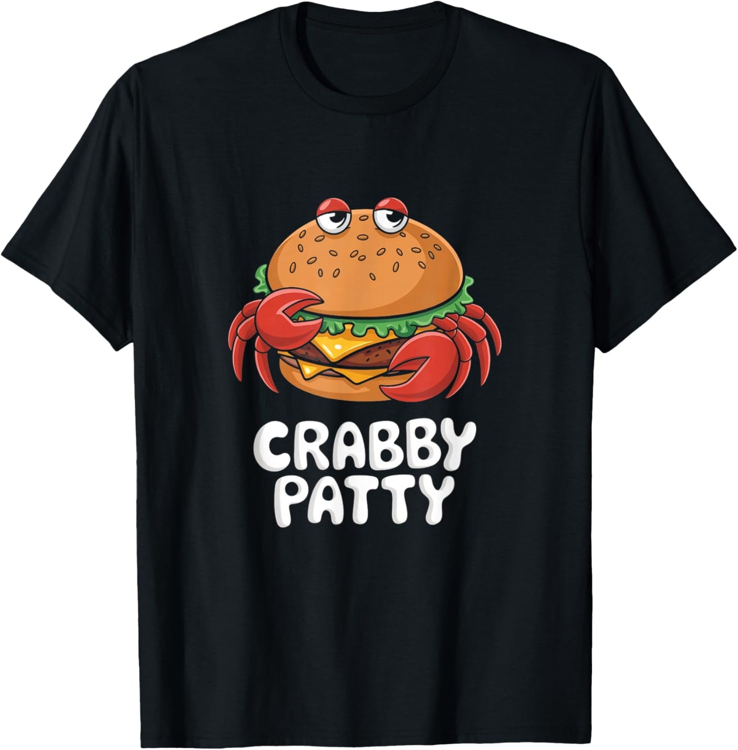 Funny Cartoon Crabby Patty Pun Design T-Shirt - T-Shirt | Black