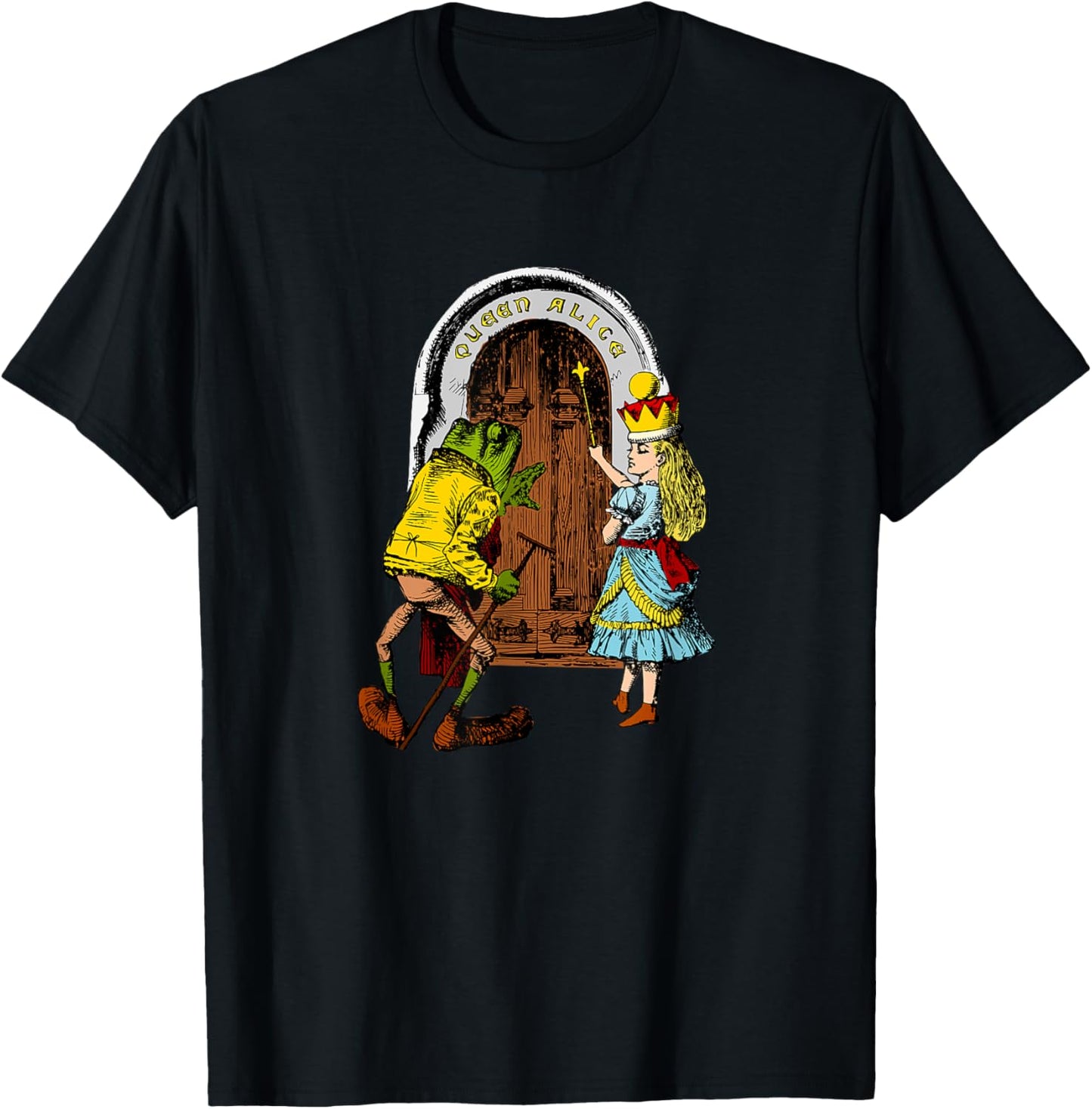 Enchanting Queen Alice in Wonderland Frog Footman Castle T-Shirt - T-Shirt | Black