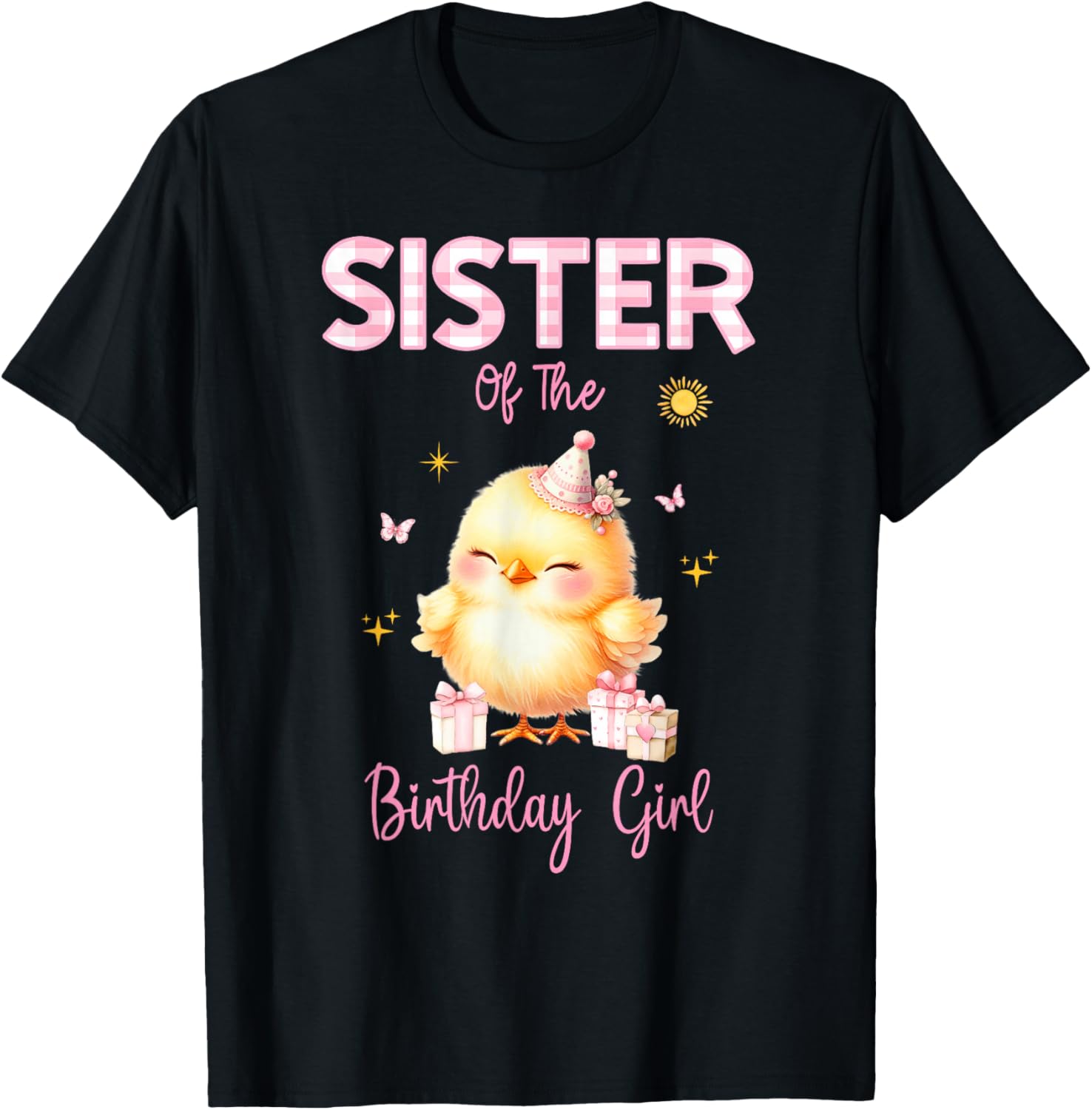Cute Chick Birthday Girl Farm First Party Matching Family T-Shirt - T-Shirt | Black