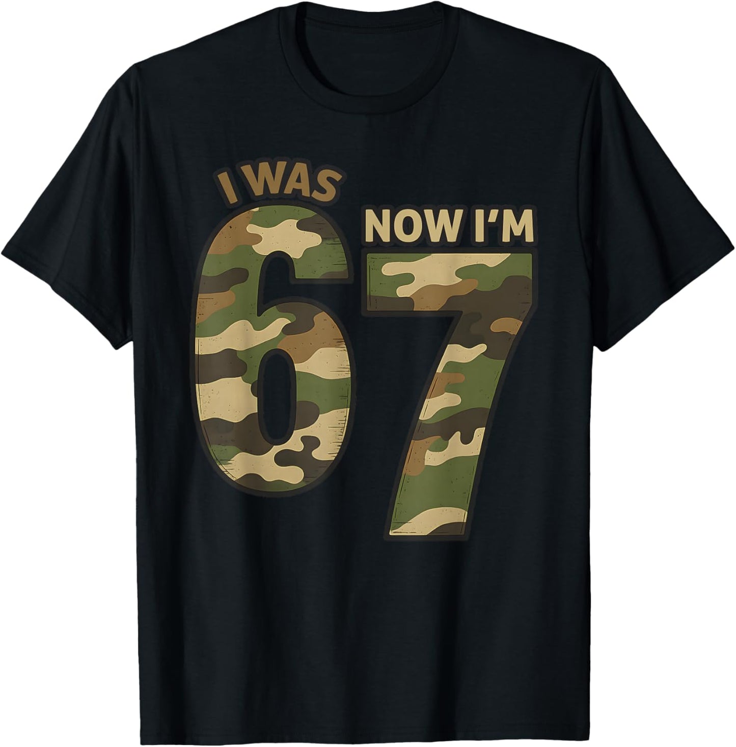 I was 6 Now I'm 7 7th Birthday Camouflage Six Seven 6 7 Kids T-Shirt - T-Shirt | Black