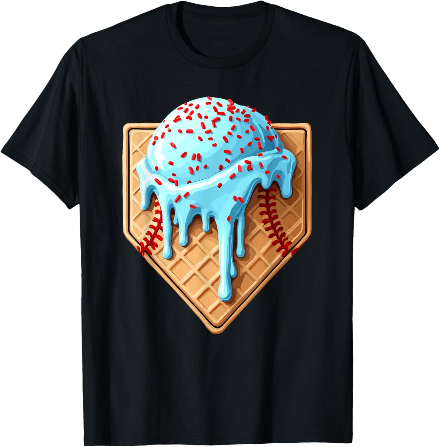 Ice Cream Baseball Drip Home Plate Dripping T-Shirt - T-Shirt | Black