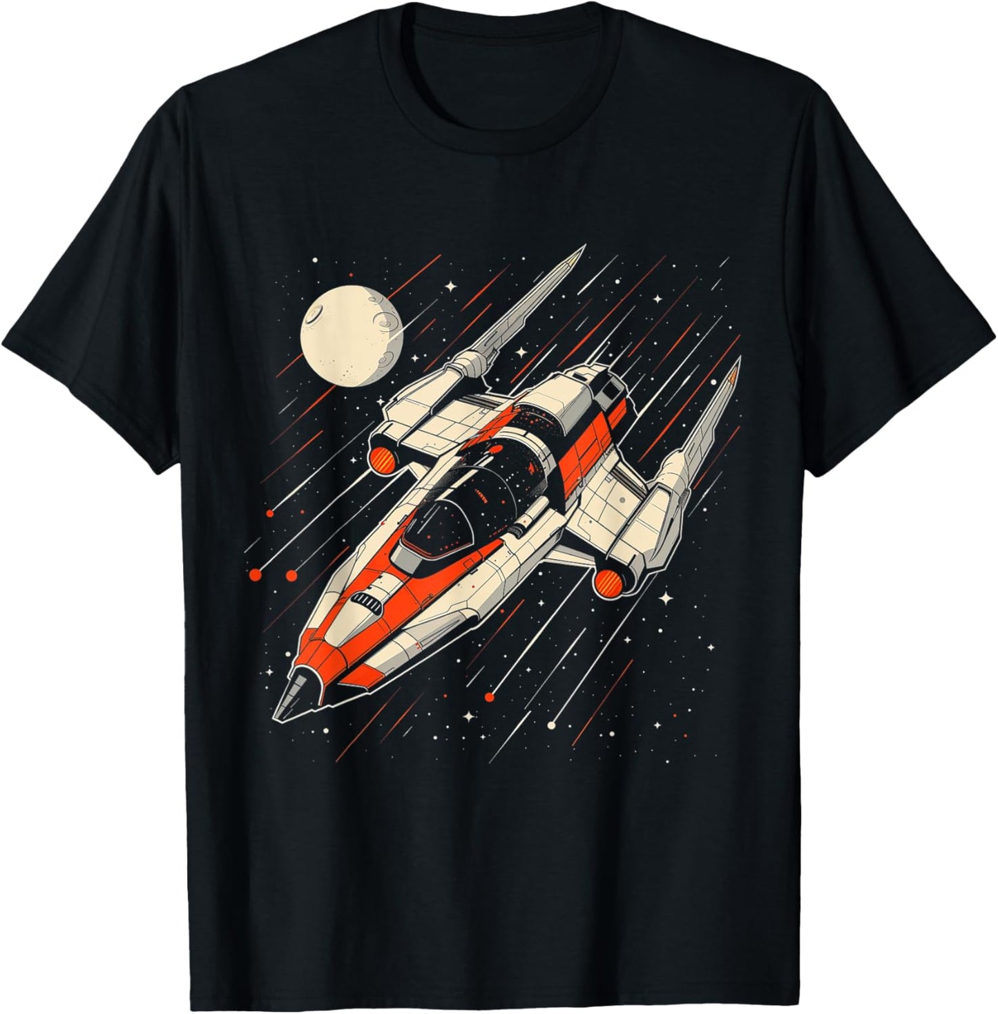 Retro Spaceship Vintage T-Shirt - T-Shirt | Black