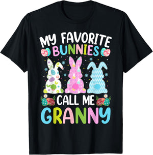 Granny Bunny My Favorite Bunnies Call Me Granny Easter T-Shirt - T-Shirt | Black