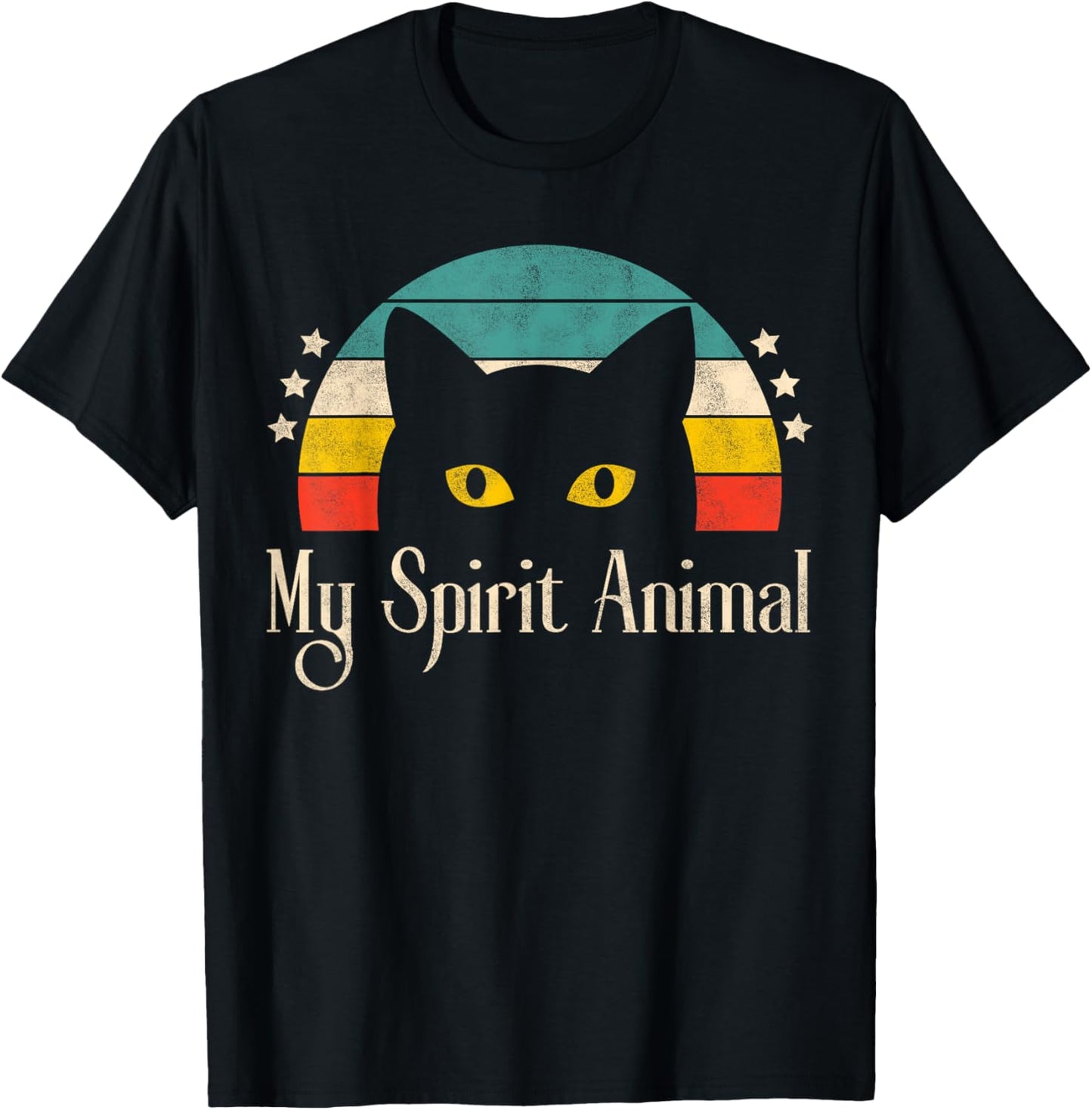 Retro Cute Cat Funny Graphic For Cat Lovers Cat Owner T-Shirt - T-Shirt | Black