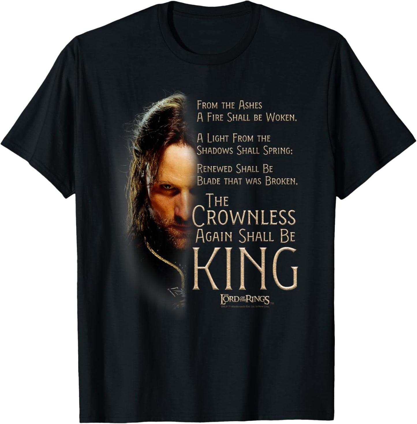 The Lord of The Rings Aragorn Crownless King T-Shirt - T-Shirt | Black