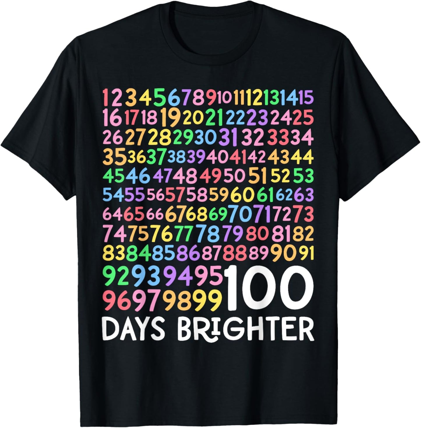 100th Day of School Teacher 100 Days Brighter Math Numbers T-Shirt - T-Shirt | Black