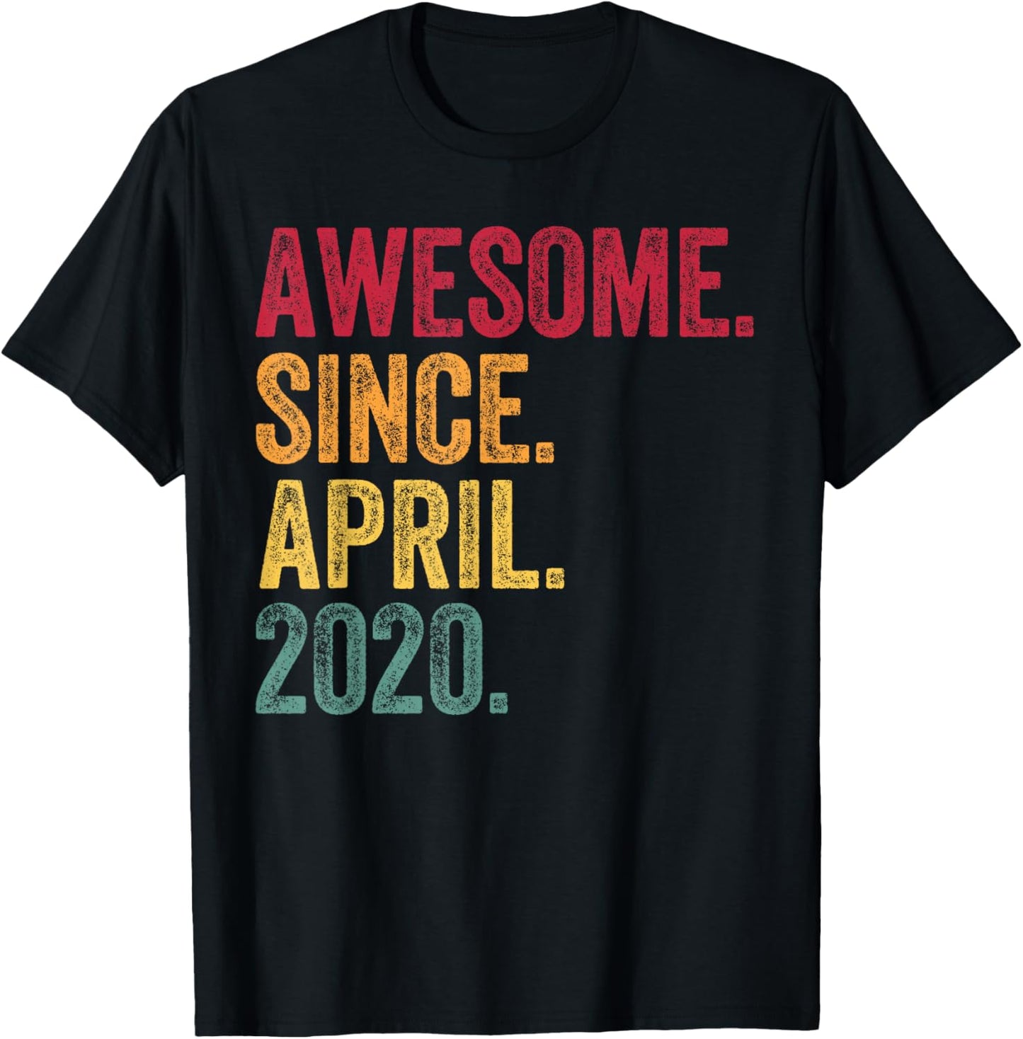 Awesome Since April 2020 6th Birthday 6 Years Old - Retro T-Shirt - T-Shirt | Black