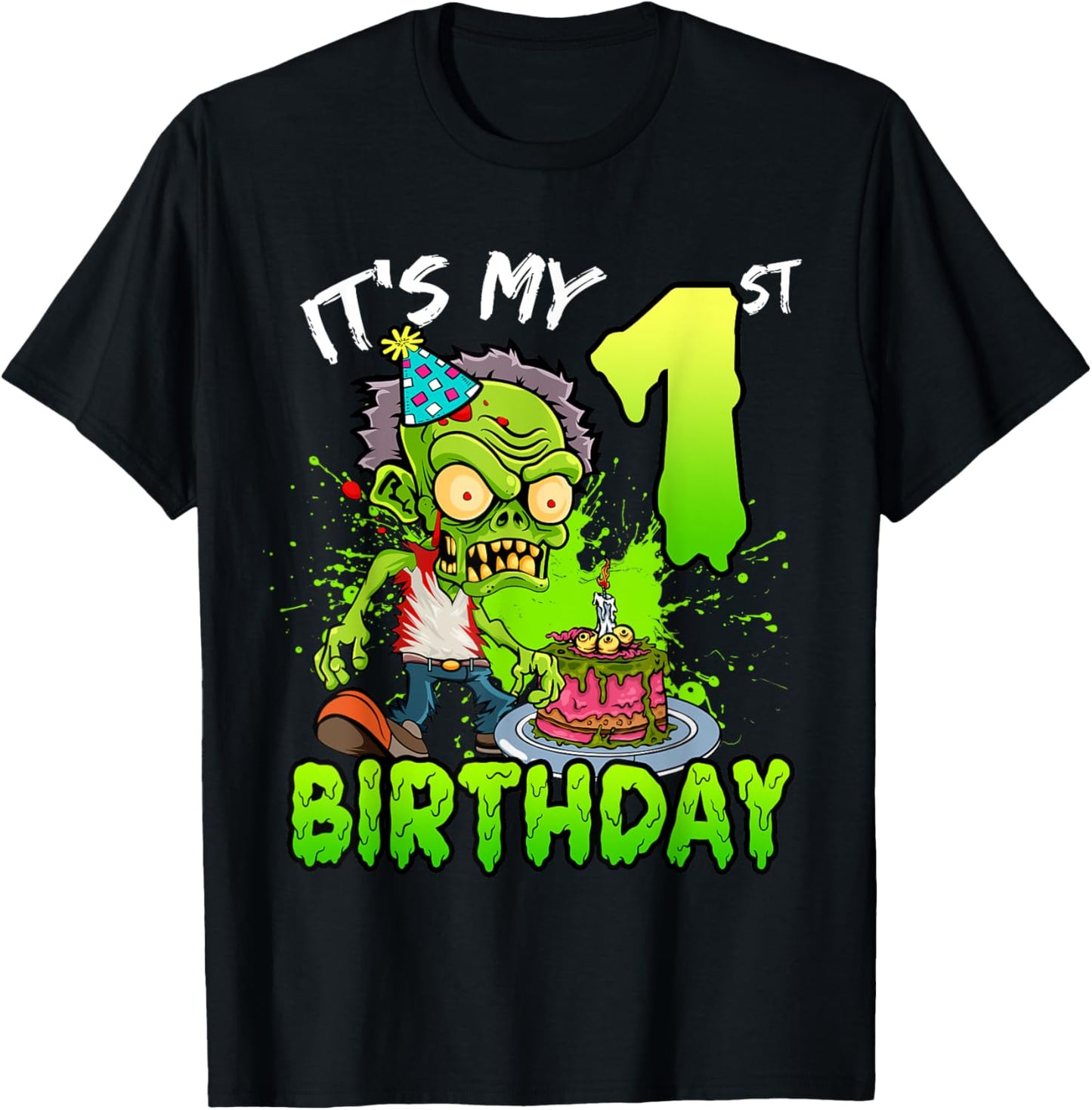 It's My 1st Birthday Zombie Lover 1 Year Old Boys Girls T-Shirt - T-Shirt | Black