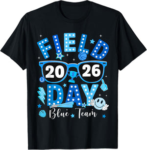 Field Day Blue Team Let The Games Begin Fun Day Field Trip T-Shirt - T-Shirt | Black