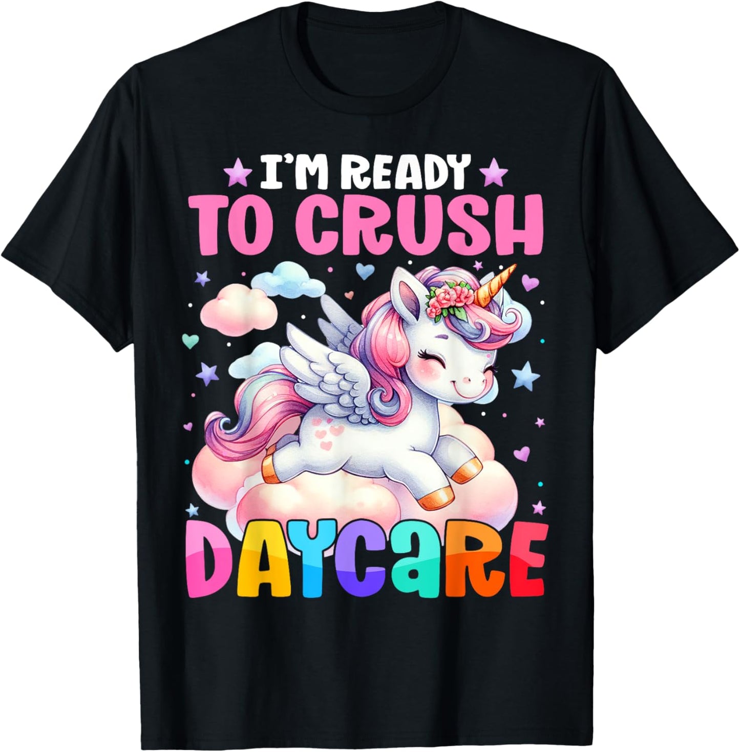Kids Ready To Crush Daycare Unicorn Lover Back to School T-Shirt - T-Shirt | Black