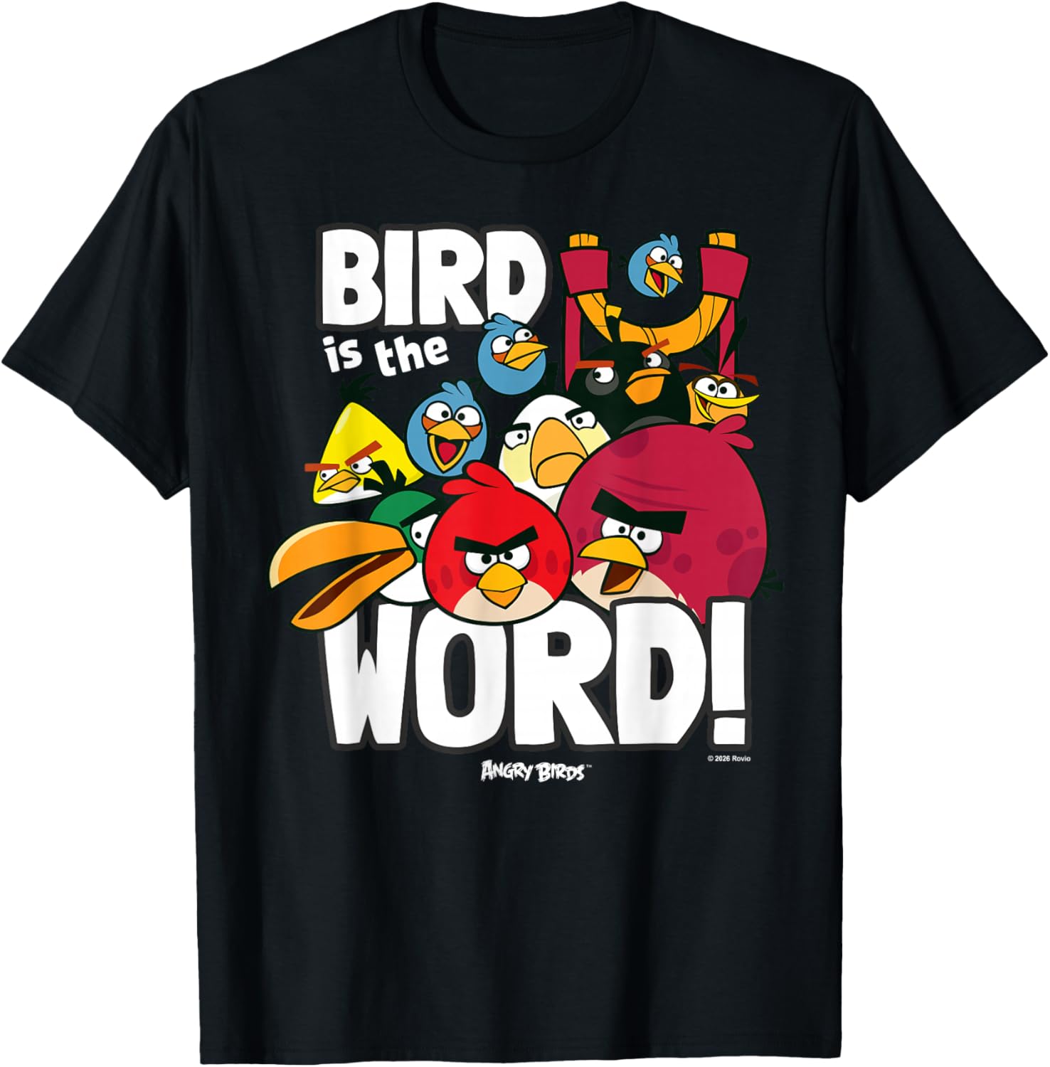 Angry Birds Group Bird is the Word T-Shirt - T-Shirt | Black