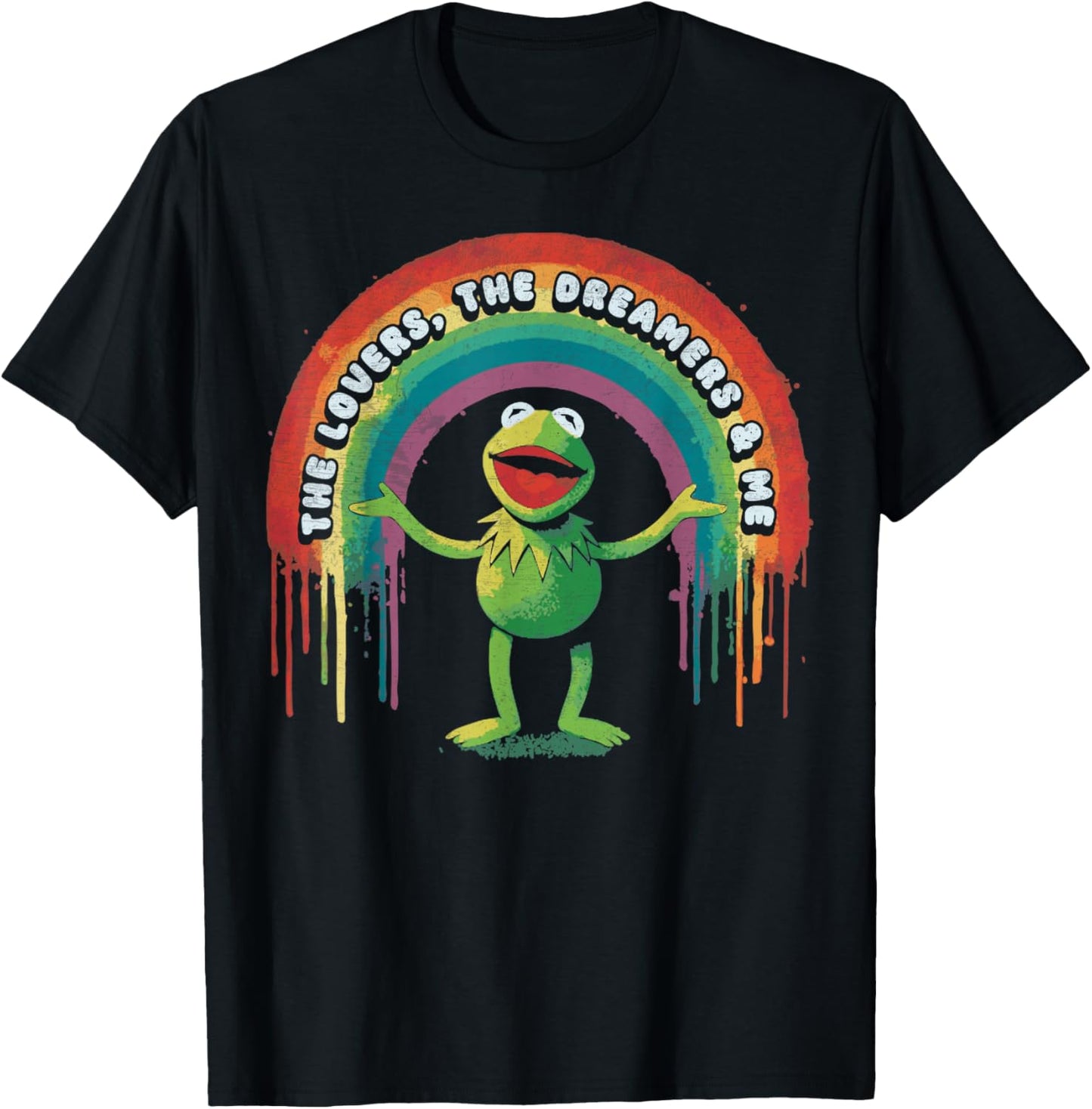 Funny Retro Rainbow Frog Connection The Lovers The Dreamers T-Shirt - T-Shirt | Black
